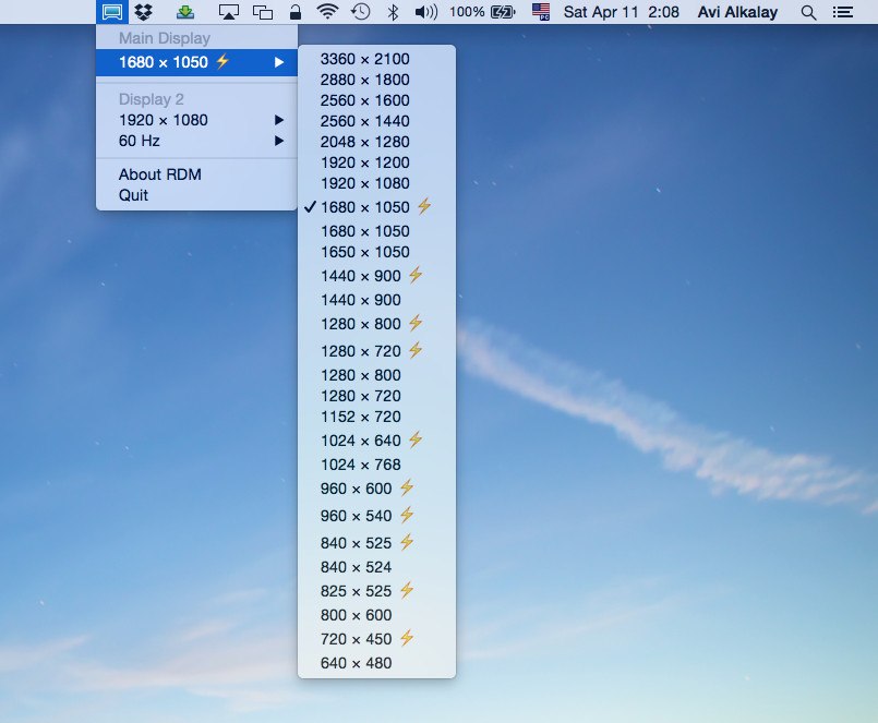 rdm resolution display macs