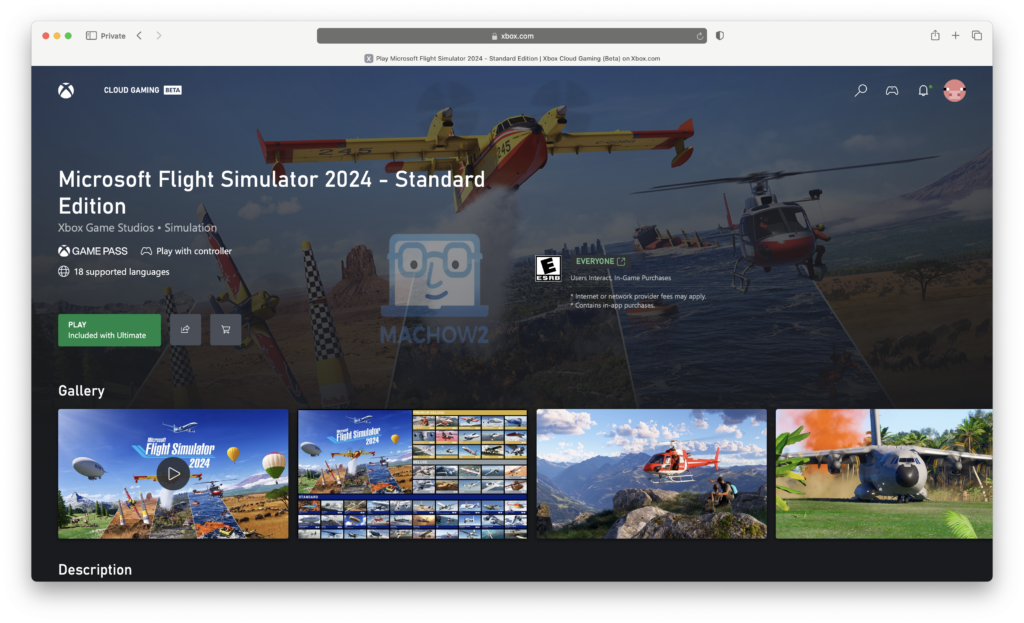 ms flight sim 2024 on xbox cloud mac
